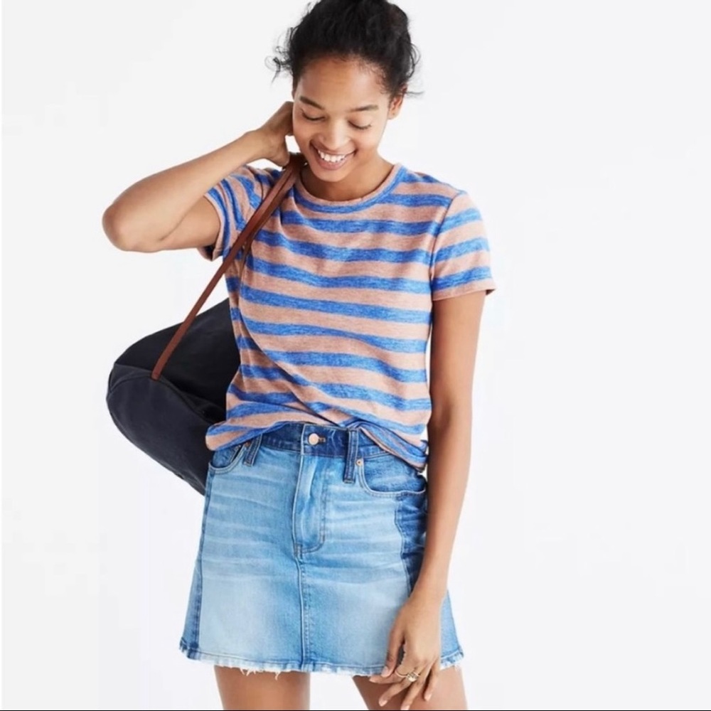 Madewell Pieced McCarren A-Line Denim 2 Tone Skirt Size 27